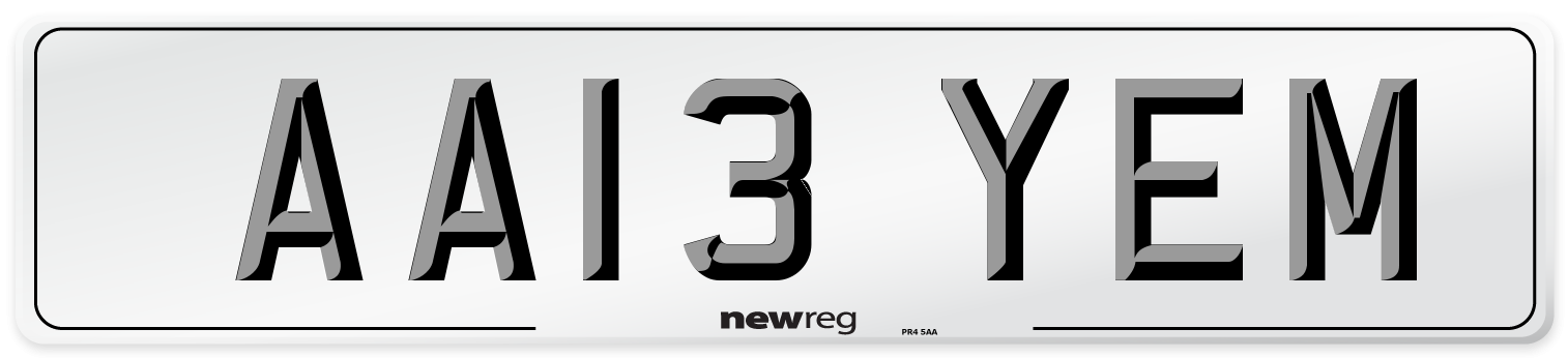 AA13 YEM Number Plate from New Reg